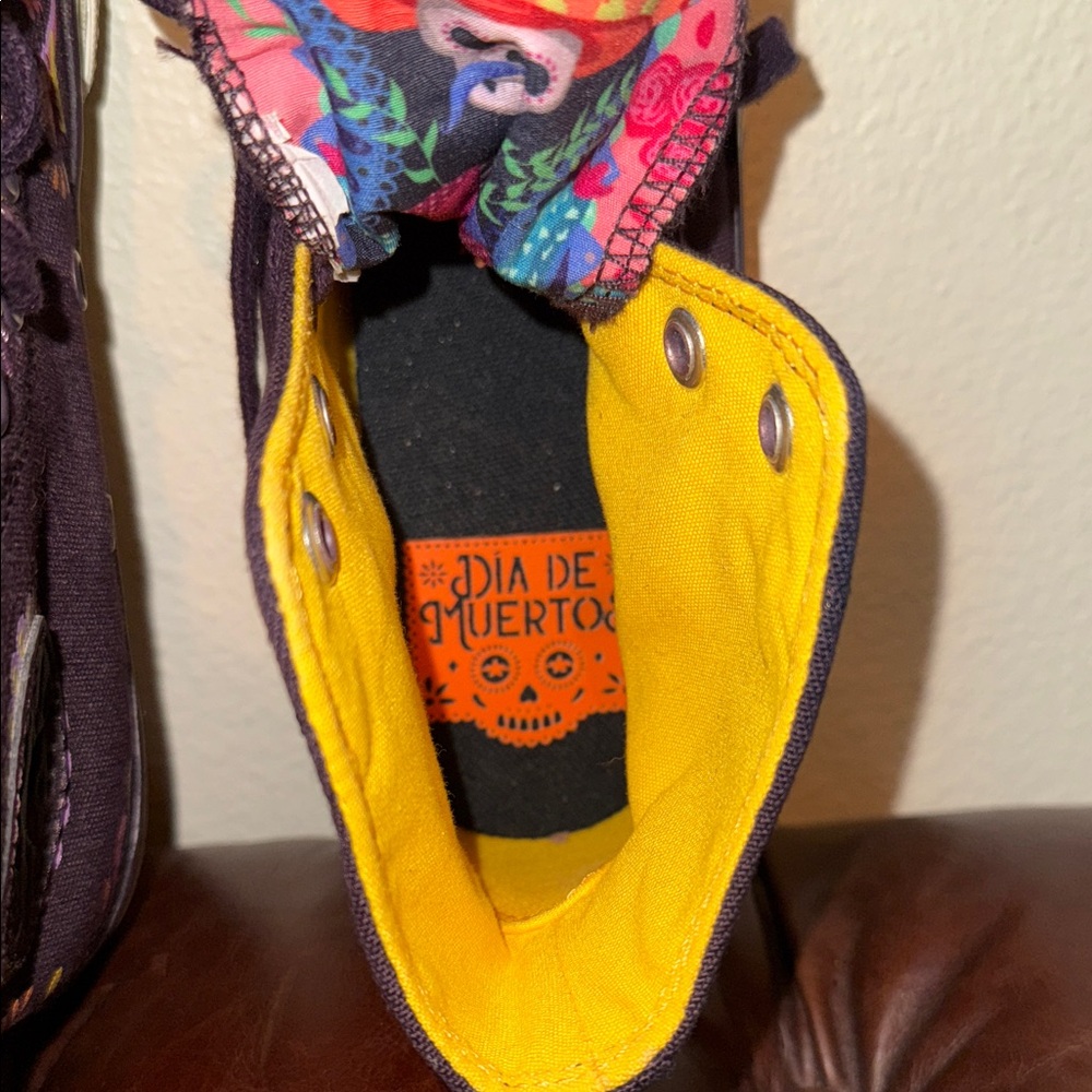 Converse Women's High-Top Sneakers - Black with Yellow and Pink Accents - Picture 3 of 8